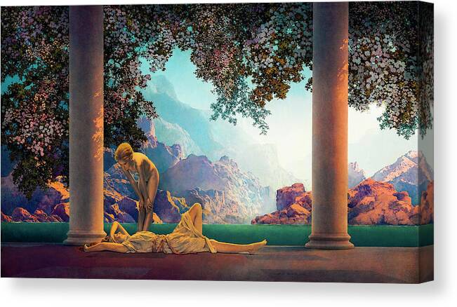 Daybreak Canvas Print featuring the painting Daybreak by Maxfield Parrish 1922 by Maxfield Parrish
