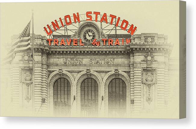 Union Station Canvas Print featuring the photograph Denver Union Station by Susan Rissi Tregoning