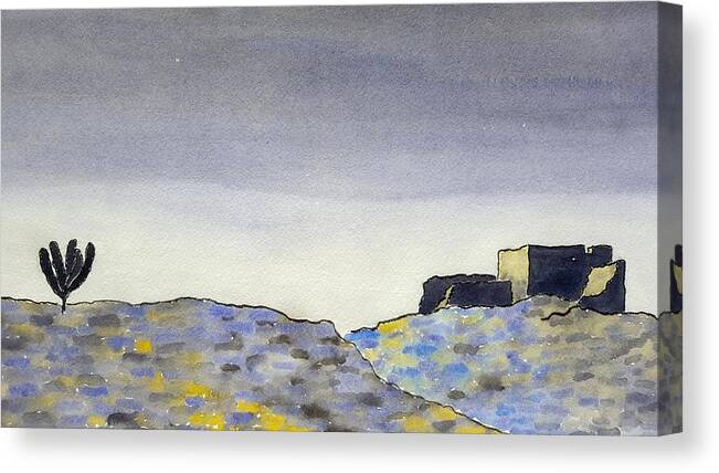 Watercolor Canvas Print featuring the painting Desert Shadows Lore by John Klobucher