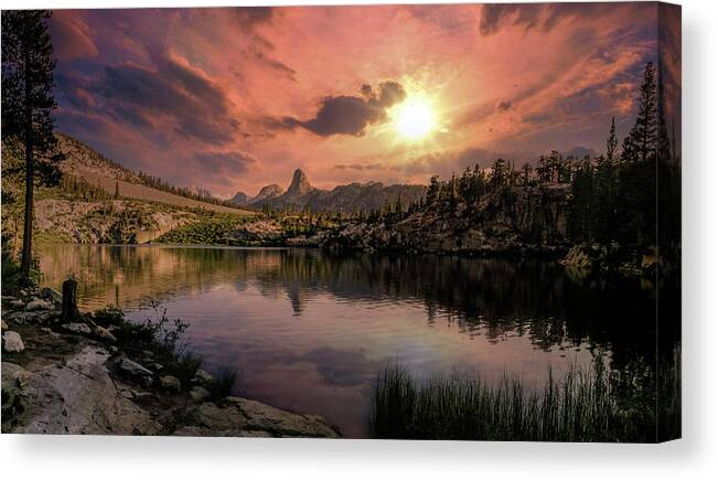 Landscape Canvas Print featuring the digital art Dollar Lake Sunset by Romeo Victor
