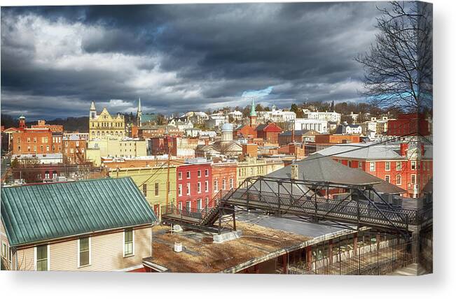 Staunton Canvas Print featuring the photograph Downtown Staunton Virginia and the Sears Hill Bridge by Susan Rissi Tregoning