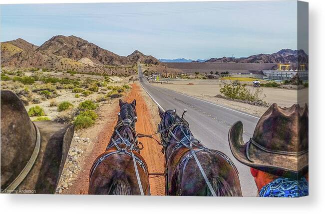 Cowboy Canvas Print featuring the photograph Driving the Team by Tommy Anderson
