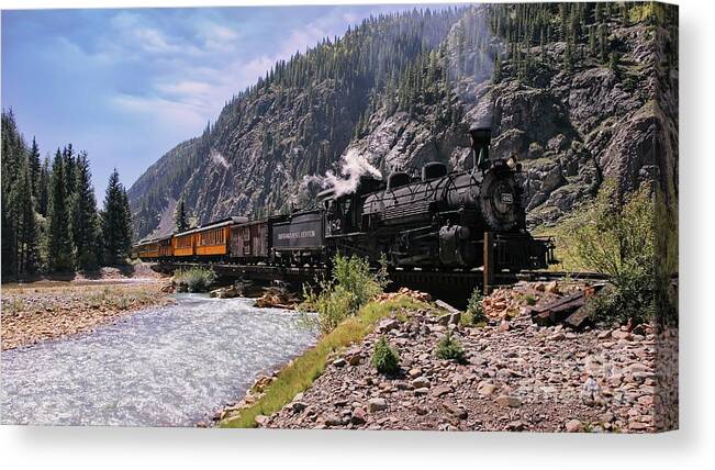 Railway Canvas Print featuring the photograph Durango and Silverton Steam Train, Colorado, USA by Philip Preston