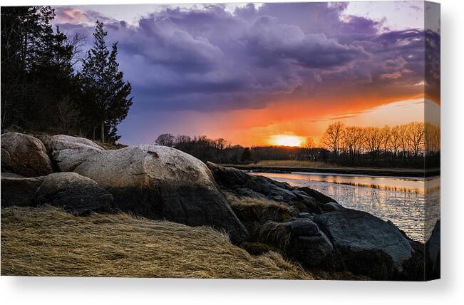 Essex River Sunset Canvas Print featuring the photograph Essex River Sunset by Michael Hubley