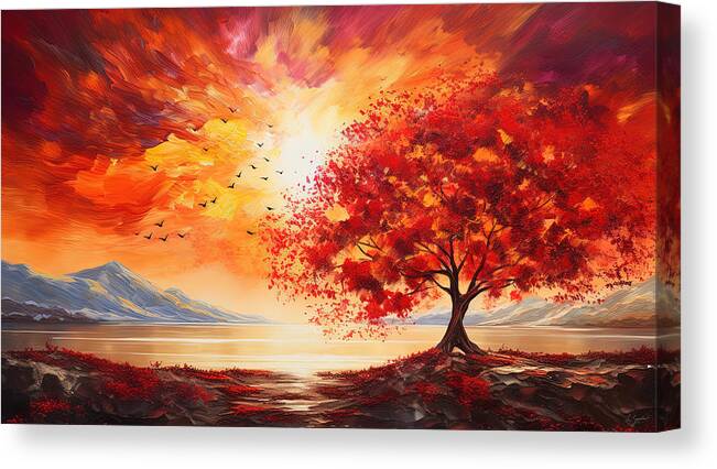 Pastoral Scenes Canvas Print featuring the painting Fall Impressions by Lourry Legarde