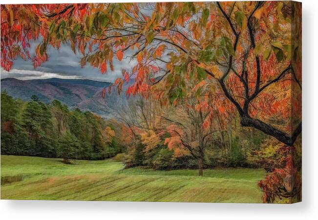 Cades Cove Canvas Print featuring the photograph Fall in the Cove, Stylized by Marcy Wielfaert