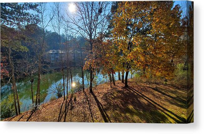 Fall Lake Vista Canvas Print featuring the photograph Fall Lake View by Kenny Glover