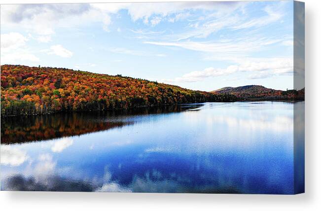 Fall. Foliage. Maine. Leaves. Lake. Reflection Canvas Print featuring the photograph Fall by Matthew Philbrick