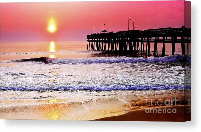 Fishing Pier Canvas Print featuring the photograph Fishing Pier at Sunrise by Scott Cameron