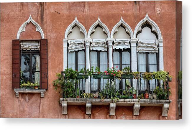 Venice Canvas Print featuring the photograph Five Windows of Venice by David Letts