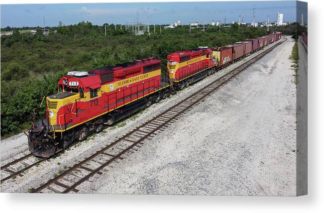Railroad Canvas Print featuring the photograph Florida East Coast Train City Point by Bradford Martin