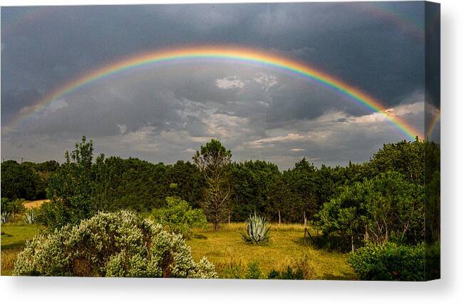 Rainbow Canvas Print featuring the photograph Full Rainbow by Ivars Vilums