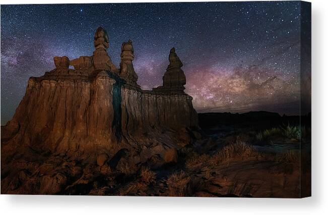 Milky Way Canvas Print featuring the photograph Goblin Valley Night Sky by Michael Ash