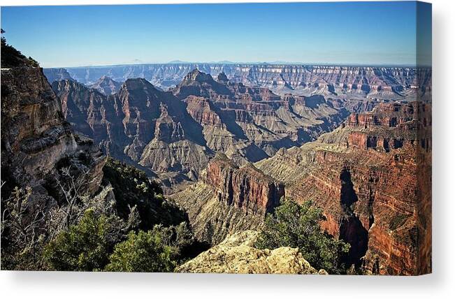 Bright Angel Point Canvas Print featuring the photograph Grand Canyon North Rim by Ronald Lutz