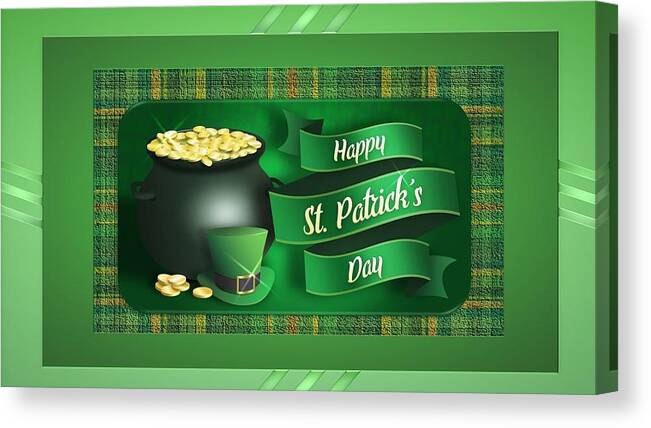 Happy Canvas Print featuring the mixed media Happy St. Patrick's Day by Nancy Ayanna Wyatt