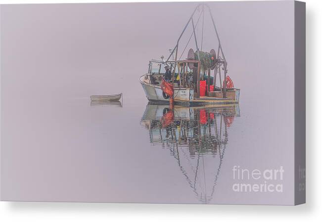 Mist Canvas Print featuring the photograph Harbor in Fog by Sean Mills