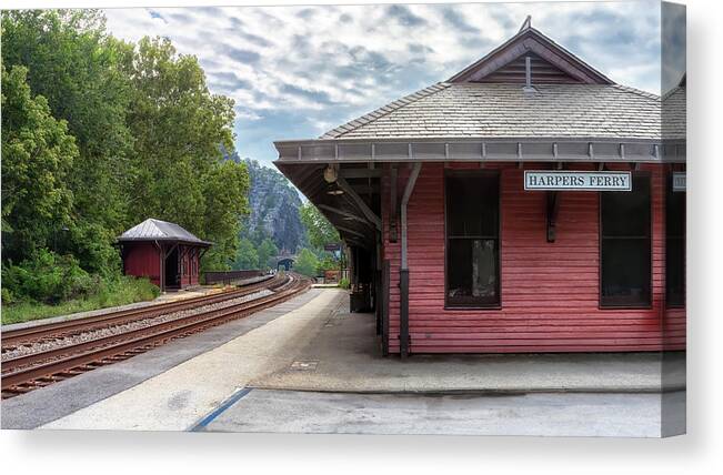 Harpers Ferry Canvas Print featuring the photograph Harpers Ferry Train Station by Susan Rissi Tregoning