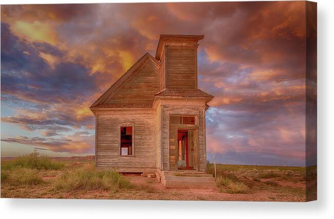 Taiban Canvas Print featuring the photograph Heavenly Light #2 - Taiban Church by Stephen Stookey
