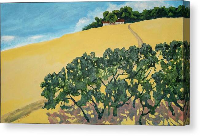 Late Summer Canvas Print featuring the painting House on Hill by Kerry Beverly