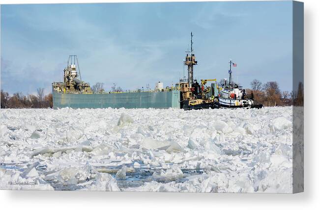 Landscapes Canvas Print featuring the photograph Ice Flow St Clair River by LeeAnn McLaneGoetz McLaneGoetzStudioLLCcom