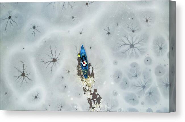 Kayak Canvas Print featuring the photograph Ice Kayaking by Oscar Gutierrez