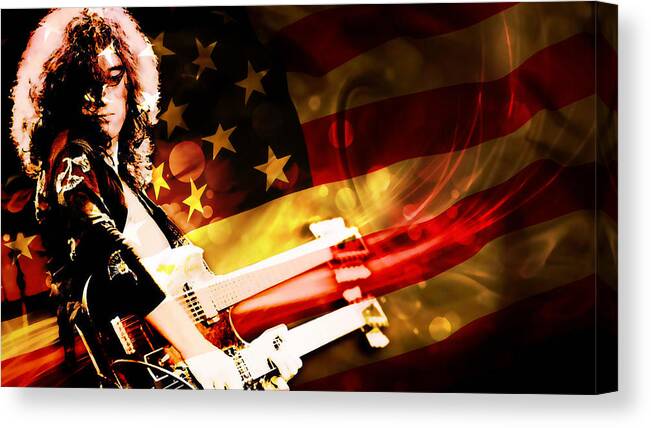 Jimmy Page Canvas Print featuring the digital art Jimmy Page of Led Zeppelin by Marvin Blaine