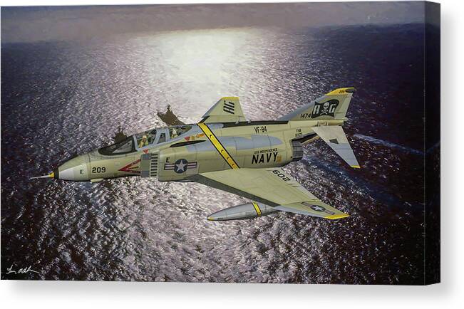 Mcdonnell Douglas F-4 Phantom Ii Canvas Print featuring the digital art Jolly Rogers F-4 Art by Tommy Anderson