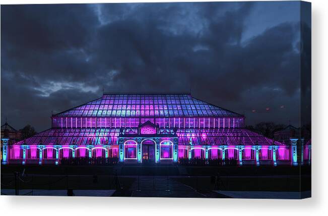 Christmas At Kew Canvas Print featuring the photograph Kew lit up in Winter by Andrew Lalchan