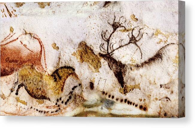 Lascaux Canvas Print featuring the digital art Lascaux Horse and Deer by Weston Westmoreland