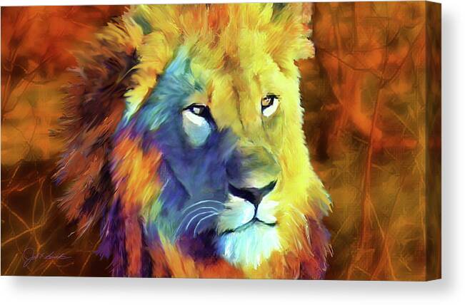 Lion Canvas Print featuring the painting Lion-Light  by Joel Smith