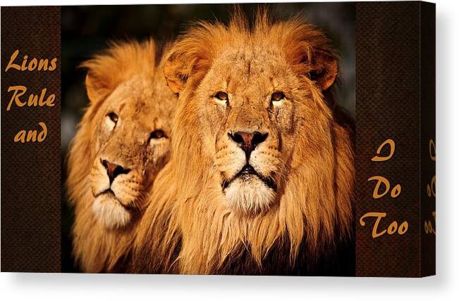 Lions Canvas Print featuring the mixed media Lions Rule and I Do Too by Nancy Ayanna Wyatt