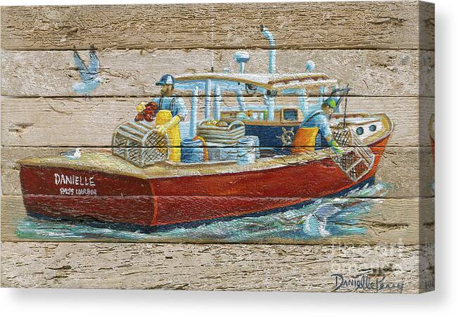 Wood Canvas Print featuring the painting Lobster Boat by Danielle Perry