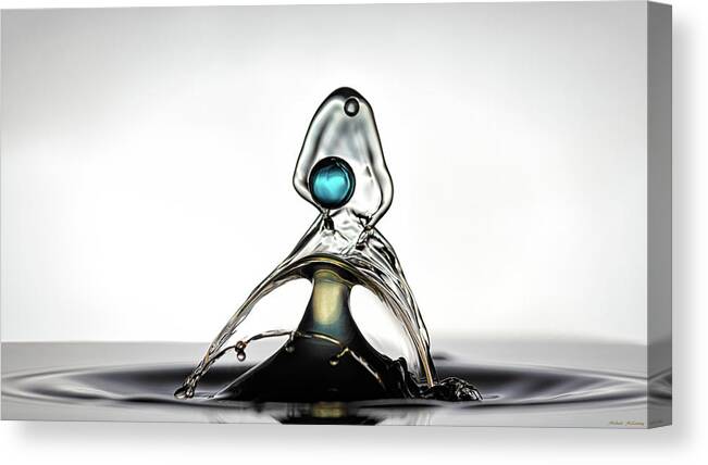 Water Drop Collision Canvas Print featuring the photograph Lonely and Blue by Michael McKenney