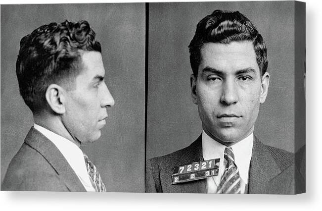 Lucky Luciano Canvas Print featuring the photograph Lucky Luciano Mugshot 1931 by Mountain Dreams