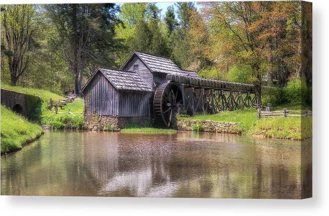 Mabry Mill Canvas Print featuring the photograph Mabry Mill in the Blue Ridge Mountains by Susan Rissi Tregoning