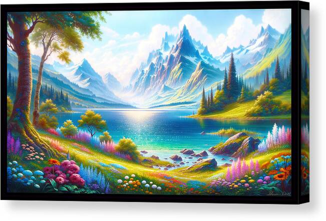 Thomas Kinkade Canvas Print featuring the digital art Majestic Lake by Shawn Dall