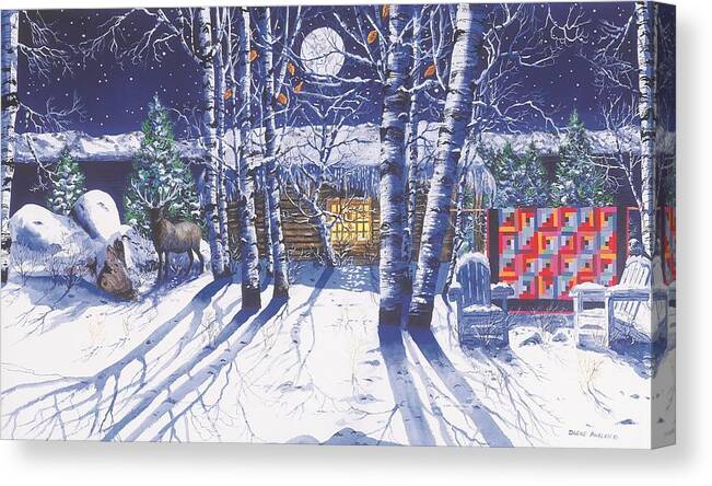 Full Moon Canvas Print featuring the painting Moonlight by Diane Phalen