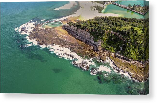 Road Canvas Print featuring the photograph Narrabeen Head, Rockpool and Bridge by Andre Petrov