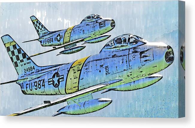 F86 Canvas Print featuring the painting North American F-86 Sabre - 01 by AM FineArtPrints