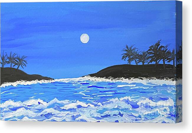 Waves Canvas Print featuring the painting Ocean Waves in Gouache by Lisa Neuman