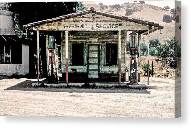 Old Gas Station. Abandoned. California. Canvas Print featuring the photograph Old Gas Station. Abandoned. California. by Robert Birkenes