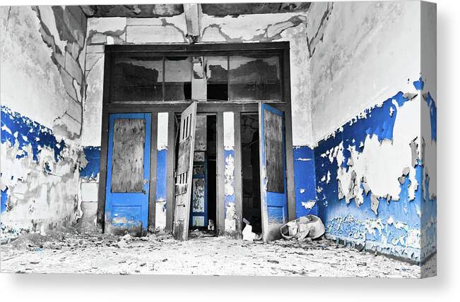 School Canvas Print featuring the photograph Old School Entrance by Jonny D