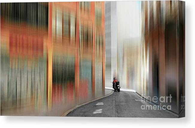 Valencia Canvas Print featuring the photograph Old Town, Valencia, Spain, Motorcycle by Philip Preston