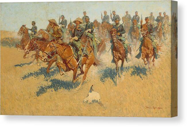 On The Southern Plains Canvas Print featuring the painting On the Southern Plains - Frederic Remington by War Is Hell Store