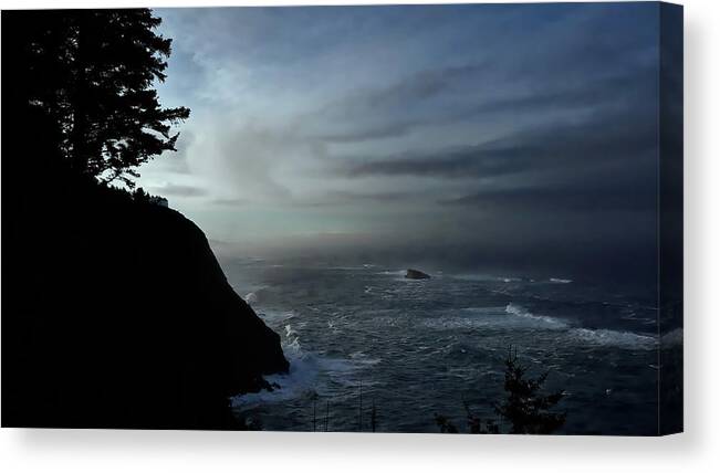 Oregon Coast Canvas Print featuring the photograph Oregon Coast twilight by Cathy Anderson