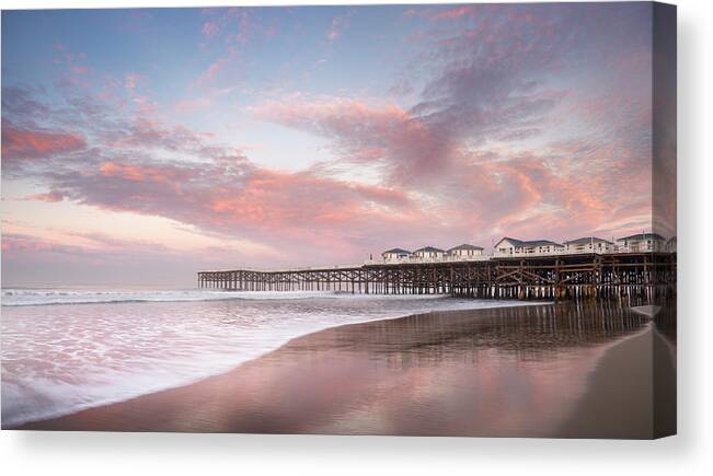 San Diego Canvas Print featuring the photograph Pacific Beach Pier Colorful Sunrise by William Dunigan