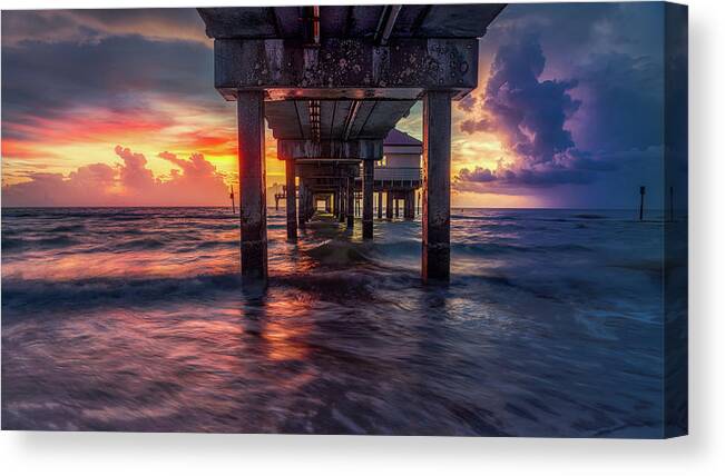 Caledesi Island Canvas Print featuring the photograph Pier 60, Clearwater Beach by Serge Ramelli