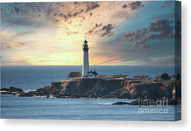 Pigeon Point Lighthouse Canvas Print featuring the photograph Pigeon Point Lighthouse Pacific Ocean by Chuck Kuhn