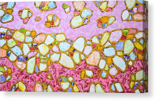 Stones Canvas Print featuring the painting Pink and gold 2 by Iryna Kastsova