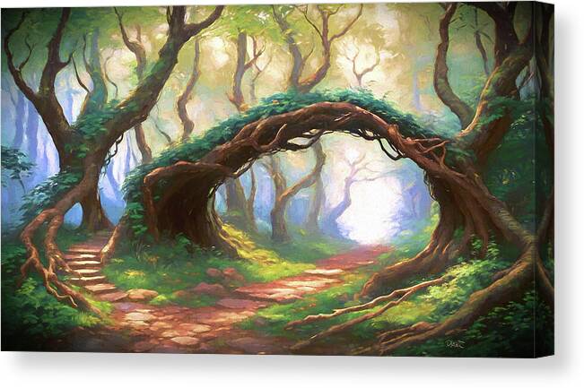 Forest Canvas Print featuring the digital art Poetry of Trees I Rembrandt by David Luebbert